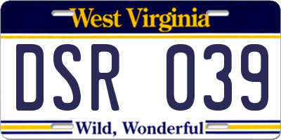 WV license plate DSR039