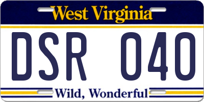 WV license plate DSR040
