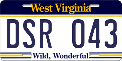 WV license plate DSR043
