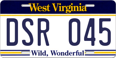 WV license plate DSR045
