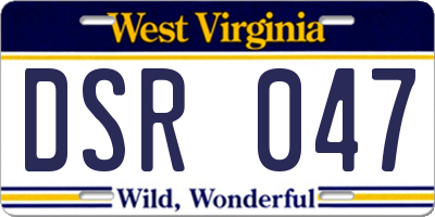 WV license plate DSR047