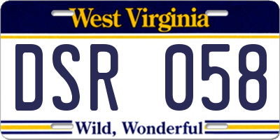 WV license plate DSR058