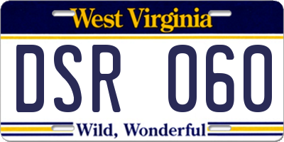 WV license plate DSR060