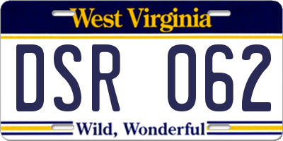 WV license plate DSR062