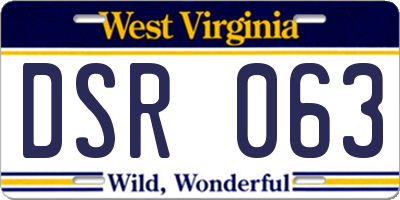 WV license plate DSR063