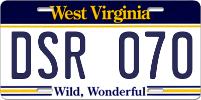 WV license plate DSR070
