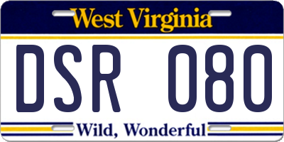WV license plate DSR080