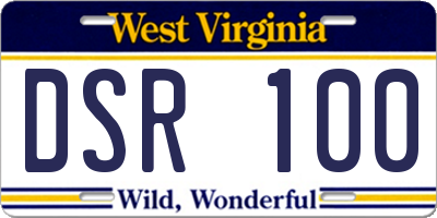 WV license plate DSR100