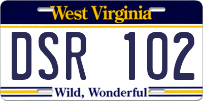 WV license plate DSR102