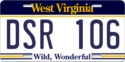 WV license plate DSR106