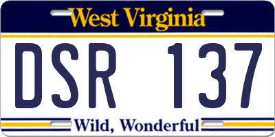 WV license plate DSR137