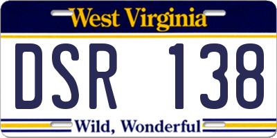 WV license plate DSR138