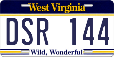 WV license plate DSR144