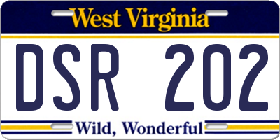 WV license plate DSR202