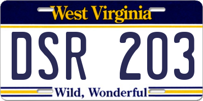 WV license plate DSR203