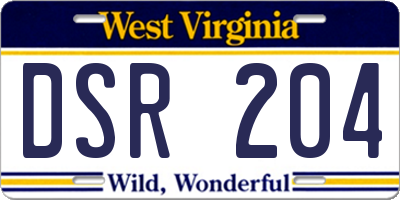WV license plate DSR204