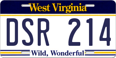 WV license plate DSR214