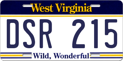 WV license plate DSR215