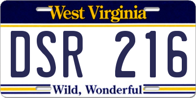 WV license plate DSR216