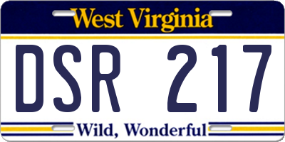 WV license plate DSR217