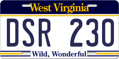WV license plate DSR230