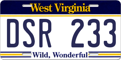 WV license plate DSR233