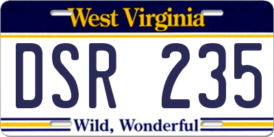 WV license plate DSR235