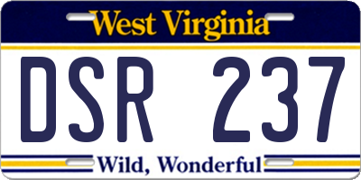 WV license plate DSR237