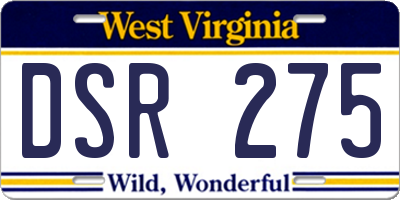 WV license plate DSR275