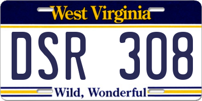 WV license plate DSR308