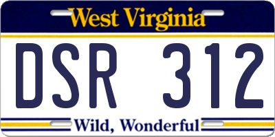 WV license plate DSR312