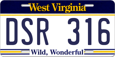 WV license plate DSR316