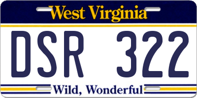 WV license plate DSR322