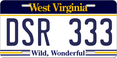 WV license plate DSR333