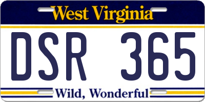 WV license plate DSR365