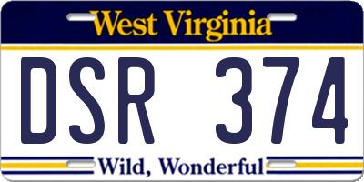 WV license plate DSR374