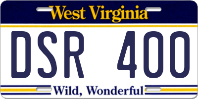WV license plate DSR400