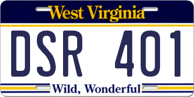 WV license plate DSR401