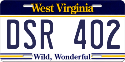 WV license plate DSR402