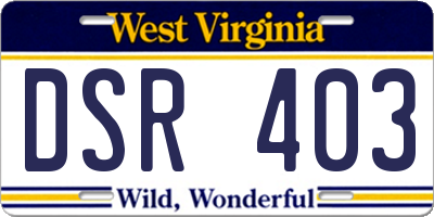 WV license plate DSR403