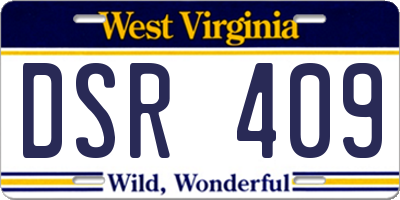 WV license plate DSR409