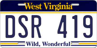 WV license plate DSR419
