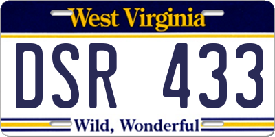 WV license plate DSR433