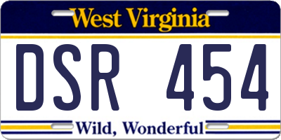 WV license plate DSR454