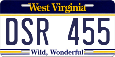 WV license plate DSR455