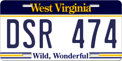 WV license plate DSR474