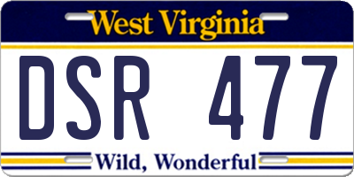 WV license plate DSR477