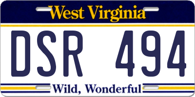 WV license plate DSR494