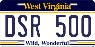 WV license plate DSR500