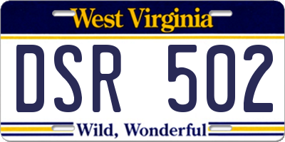 WV license plate DSR502